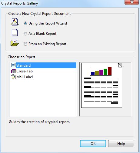 new Crystal Report Document